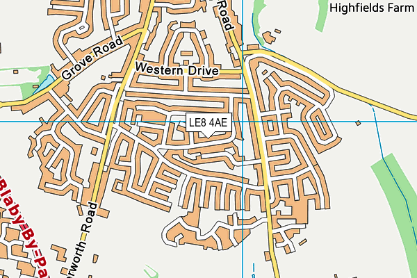 LE8 4AE map - OS VectorMap District (Ordnance Survey)