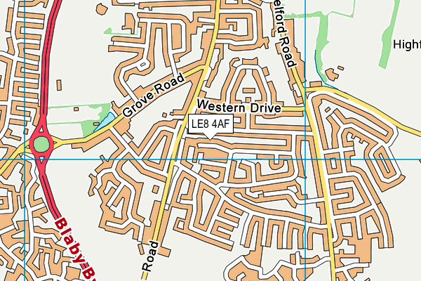 LE8 4AF map - OS VectorMap District (Ordnance Survey)
