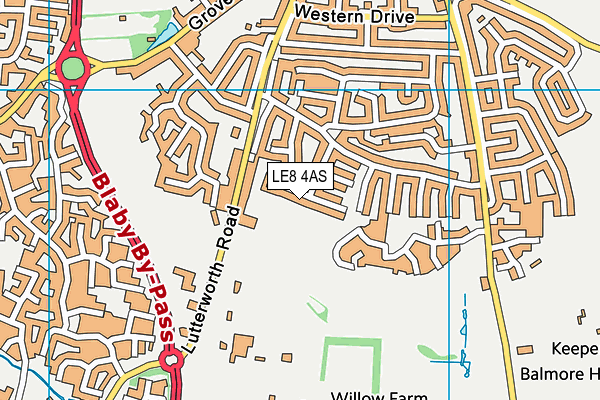 LE8 4AS map - OS VectorMap District (Ordnance Survey)