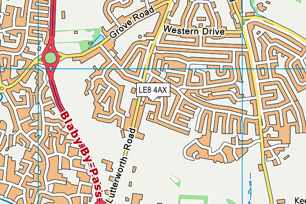 LE8 4AX map - OS VectorMap District (Ordnance Survey)