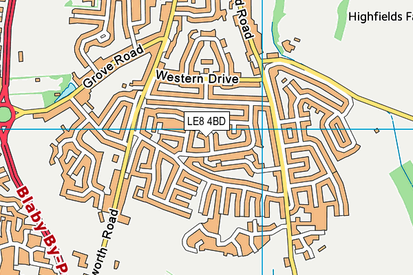LE8 4BD map - OS VectorMap District (Ordnance Survey)
