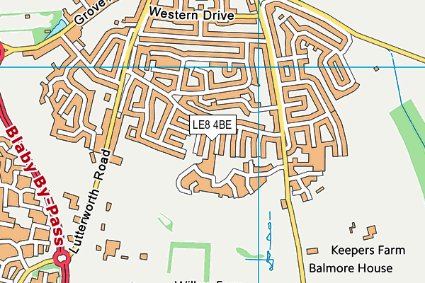 LE8 4BE map - OS VectorMap District (Ordnance Survey)