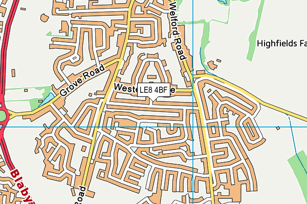 LE8 4BF map - OS VectorMap District (Ordnance Survey)