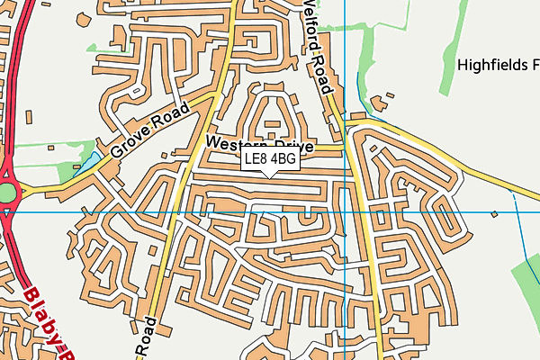LE8 4BG map - OS VectorMap District (Ordnance Survey)