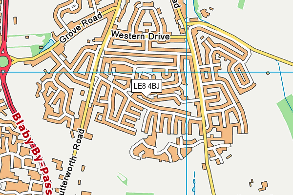 LE8 4BJ map - OS VectorMap District (Ordnance Survey)