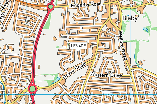 LE8 4DE map - OS VectorMap District (Ordnance Survey)