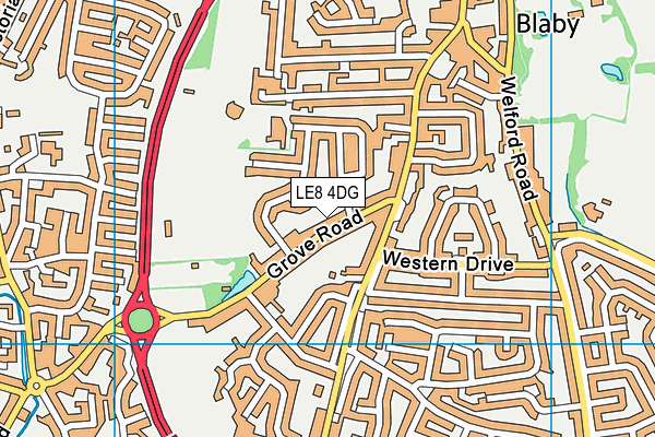LE8 4DG map - OS VectorMap District (Ordnance Survey)