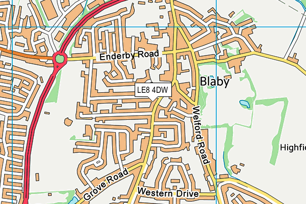 LE8 4DW map - OS VectorMap District (Ordnance Survey)