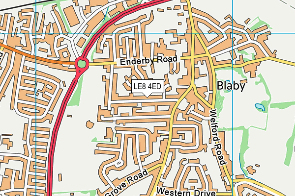 LE8 4ED map - OS VectorMap District (Ordnance Survey)