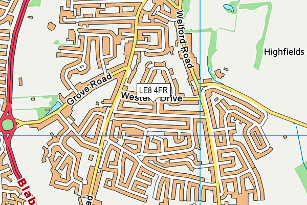 LE8 4FR map - OS VectorMap District (Ordnance Survey)
