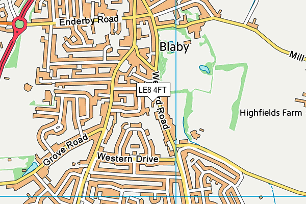 LE8 4FT map - OS VectorMap District (Ordnance Survey)
