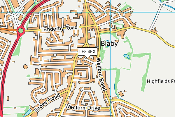 LE8 4FX map - OS VectorMap District (Ordnance Survey)