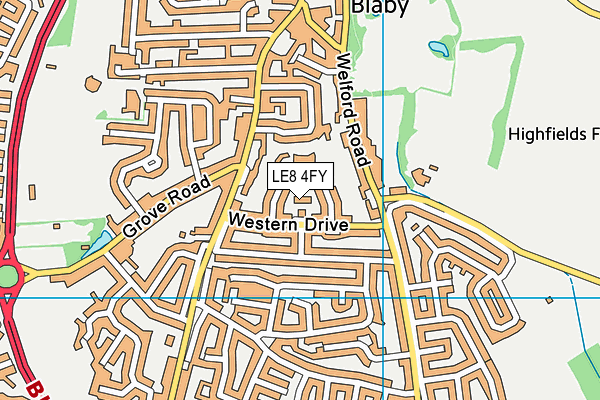 LE8 4FY map - OS VectorMap District (Ordnance Survey)