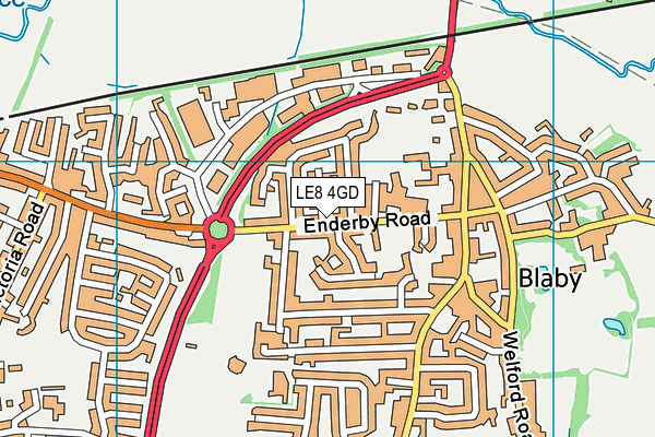 Blaby Fitness map (LE8 4GD) - OS VectorMap District (Ordnance Survey)