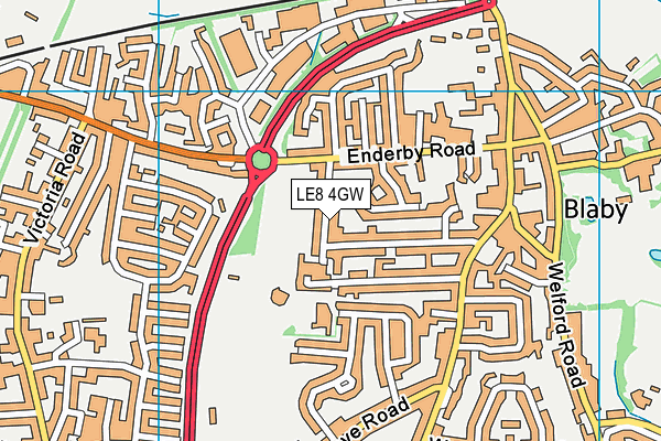 LE8 4GW map - OS VectorMap District (Ordnance Survey)