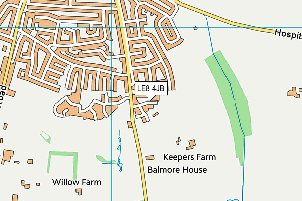 LE8 4JB map - OS VectorMap District (Ordnance Survey)