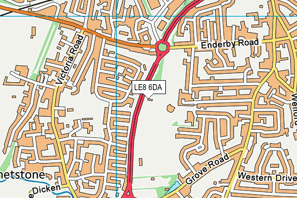 Vipers Rfc map (LE8 6DA) - OS VectorMap District (Ordnance Survey)