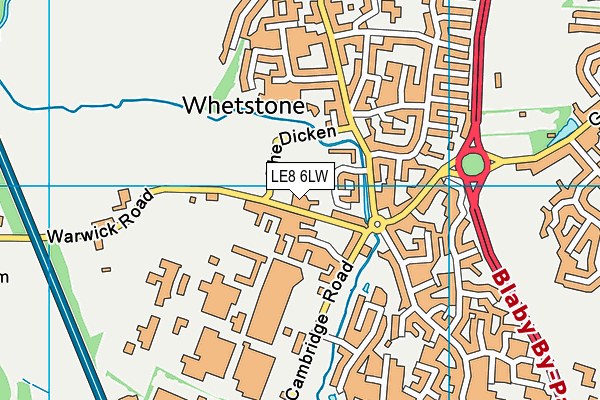 Blaby And Whetstone Youth Club map (LE8 6LW) - OS VectorMap District (Ordnance Survey)