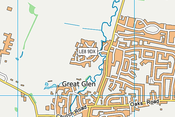 LE8 9DX map - OS VectorMap District (Ordnance Survey)