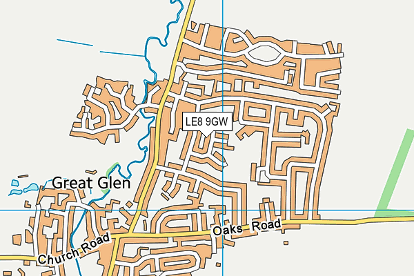 LE8 9GW map - OS VectorMap District (Ordnance Survey)