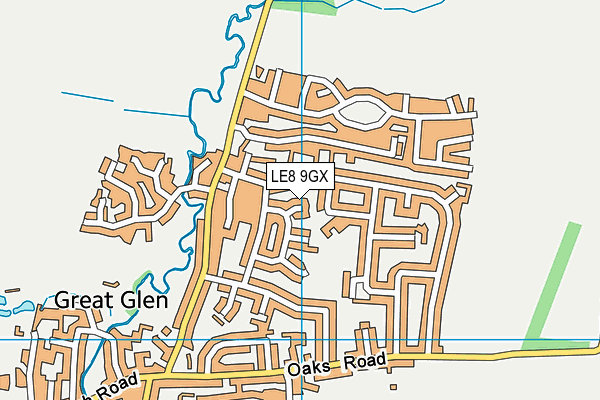 LE8 9GX map - OS VectorMap District (Ordnance Survey)