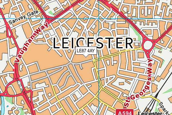 LE87 4AY map - OS VectorMap District (Ordnance Survey)