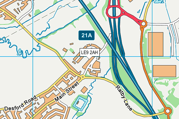 LE9 2AH map - OS VectorMap District (Ordnance Survey)