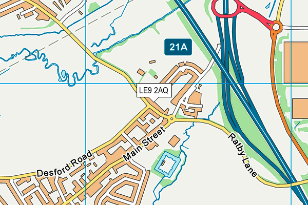 Kirby Muxloe Sports Club map (LE9 2AQ) - OS VectorMap District (Ordnance Survey)
