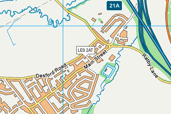 LE9 2AT map - OS VectorMap District (Ordnance Survey)