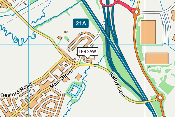LE9 2AW map - OS VectorMap District (Ordnance Survey)