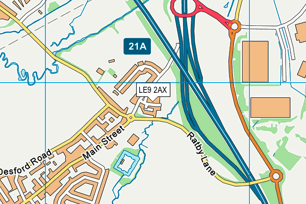 LE9 2AX map - OS VectorMap District (Ordnance Survey)