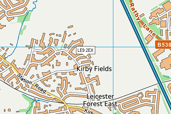 LE9 2EX map - OS VectorMap District (Ordnance Survey)