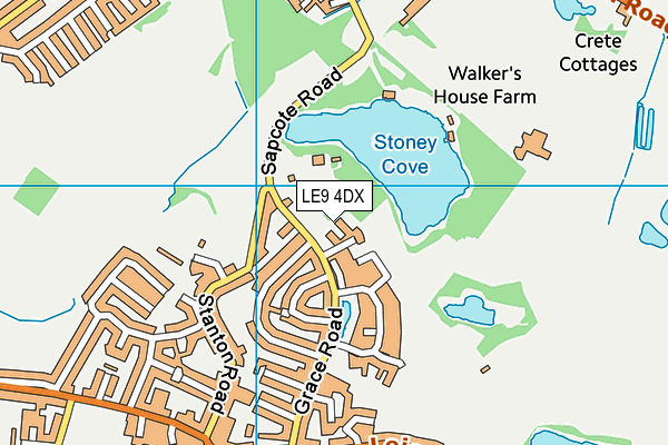 LE9 4DX map - OS VectorMap District (Ordnance Survey)