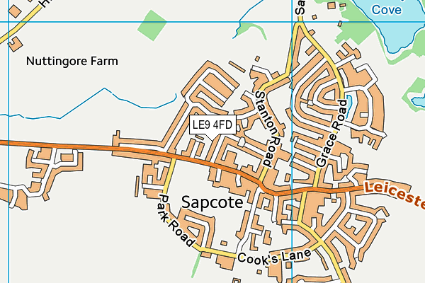 LE9 4FD map - OS VectorMap District (Ordnance Survey)