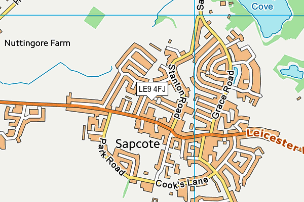 LE9 4FJ map - OS VectorMap District (Ordnance Survey)