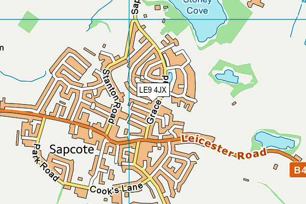 LE9 4JX map - OS VectorMap District (Ordnance Survey)