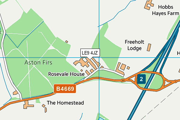 LE9 4JZ map - OS VectorMap District (Ordnance Survey)