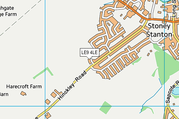 LE9 4LE map - OS VectorMap District (Ordnance Survey)