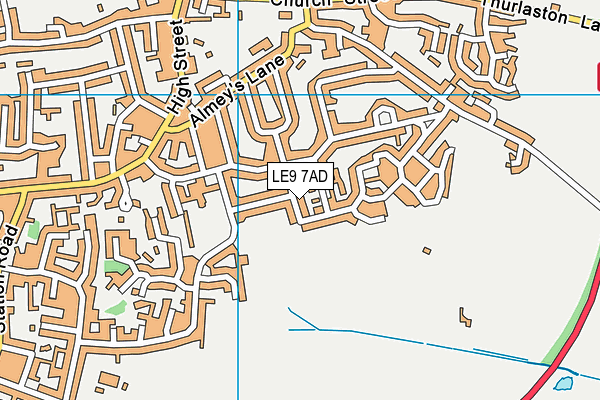 LE9 7AD map - OS VectorMap District (Ordnance Survey)