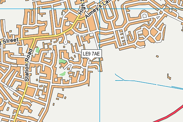 LE9 7AE map - OS VectorMap District (Ordnance Survey)