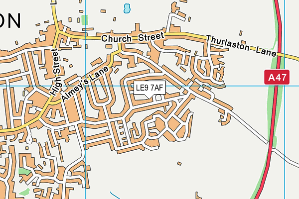LE9 7AF map - OS VectorMap District (Ordnance Survey)
