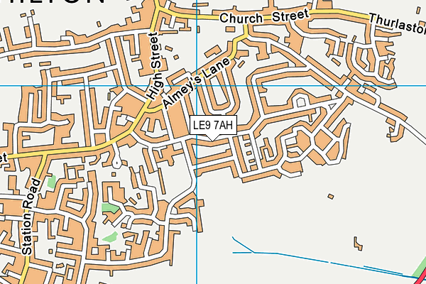 LE9 7AH map - OS VectorMap District (Ordnance Survey)