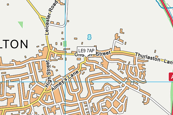 LE9 7AP map - OS VectorMap District (Ordnance Survey)
