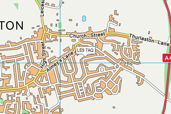 LE9 7AQ map - OS VectorMap District (Ordnance Survey)