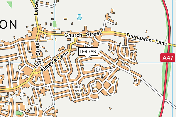 LE9 7AR map - OS VectorMap District (Ordnance Survey)