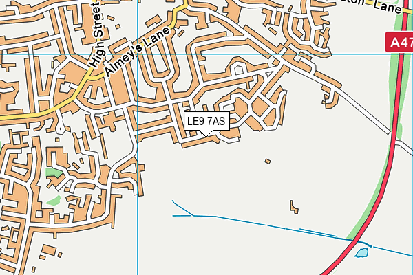 LE9 7AS map - OS VectorMap District (Ordnance Survey)