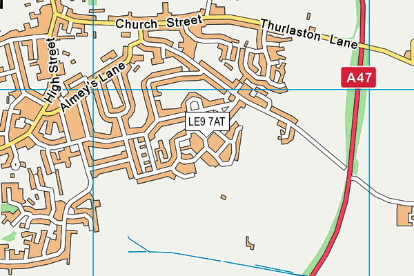 LE9 7AT map - OS VectorMap District (Ordnance Survey)