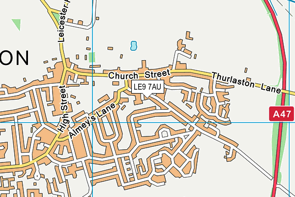 LE9 7AU map - OS VectorMap District (Ordnance Survey)