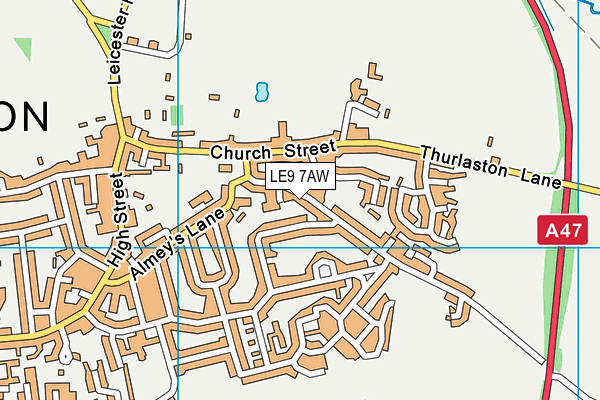 LE9 7AW map - OS VectorMap District (Ordnance Survey)