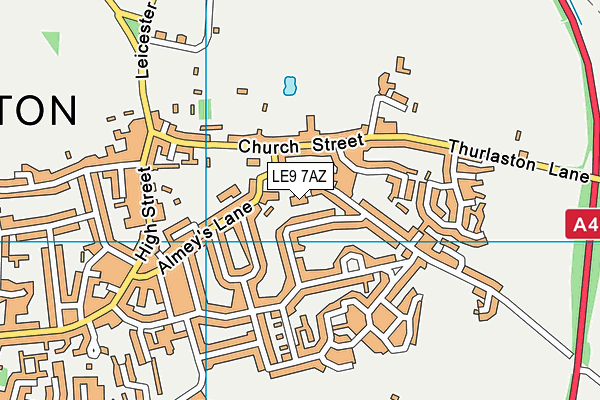 LE9 7AZ map - OS VectorMap District (Ordnance Survey)